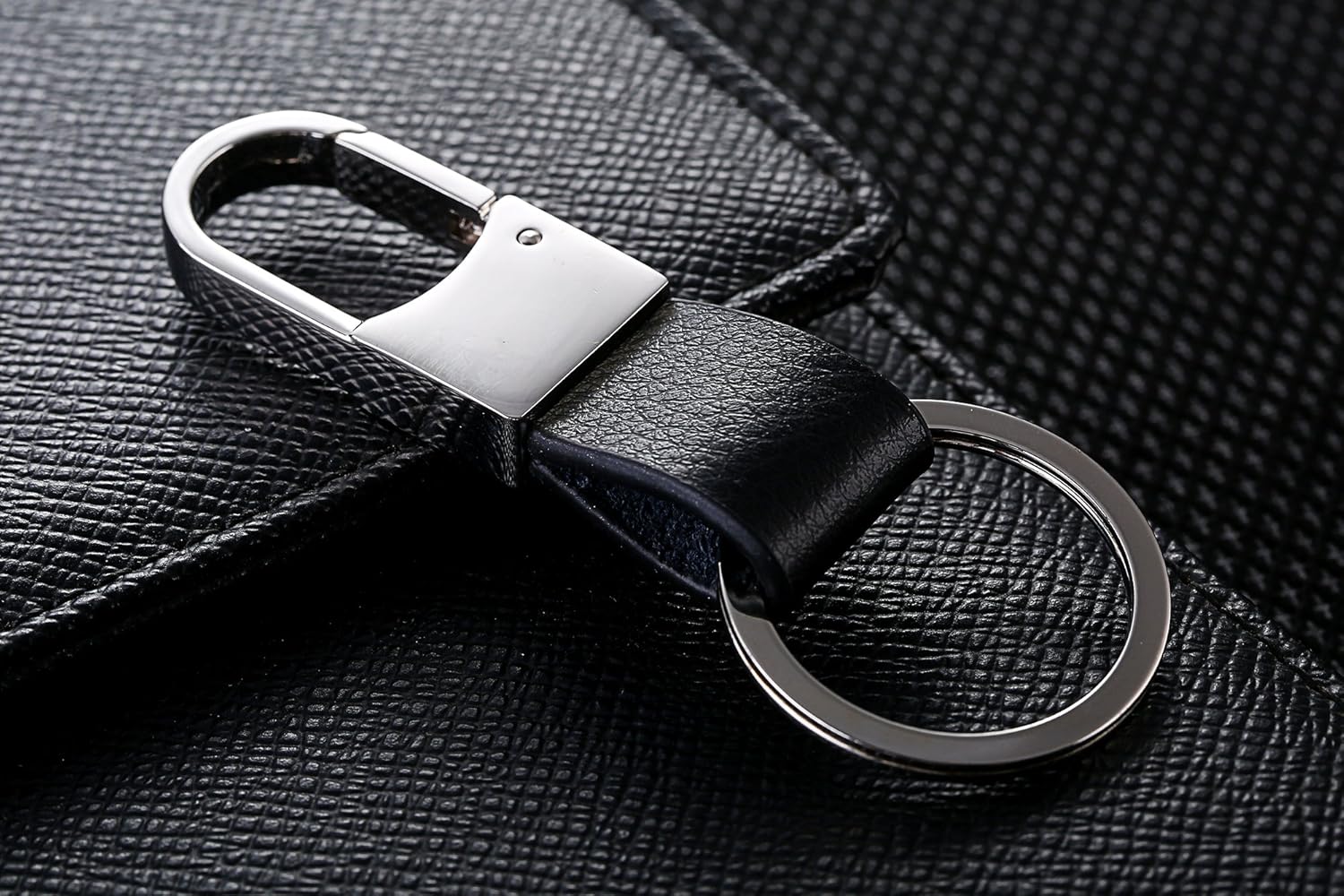 Cerbery - Elegant leather keyring with rings and gift box, Gold, M - Image 4
