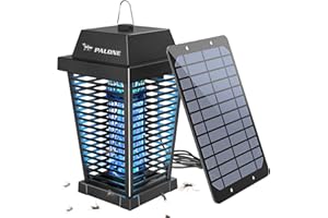 PALONE Solar Bug Zapper with 4500V, USB-C and Solar Panel Dual Charging, Waterproof Bug Zapper with 7.5W Solar Charging Panel