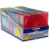 Verbatim CD/DVD Slim Jewel Cases (0.21 inches) - Assorted Colors - 50 pack