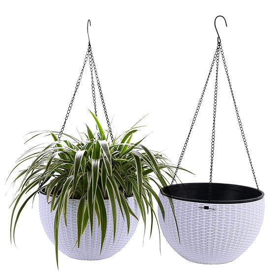 T4U 25.5CM Self Watering Hanging Planter Basket with Chain Pack of 2