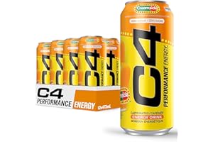 Cellucor C4 Performance Energy Drink, Creamsicle, Carbonated Sugar Free Drink with no Artificial Colours or Dyes, 473mL, 12 c