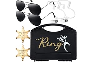 YOTNUS Ring Box Bearer Security Wedding Set Ring Gifts Sun Glasses,Ring Box Security Badge and EarPiece for Ring Proposal