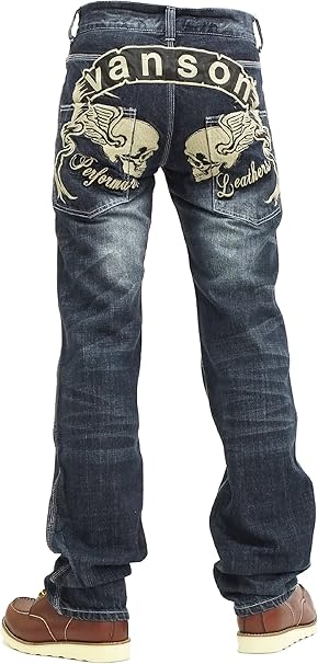 Amazon バンソン Vanson デニムパンツ スカル刺繍 メンズ ジーンズ Sp B 7 ジーンズ 通販