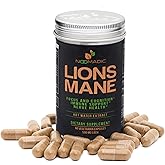 Lion's Mane Mushroom, 60 Capsules | 500mg Each, Nerve Growth Factor (NGF) & Nootropic (Focus, Memory, BDNF), Hot Water Extract, Wood Grown, Fruiting Bodies, 30% Beta-D-Glucans