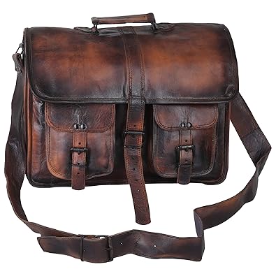 CPLEATHER Finest Quality Leather Messenger Bag for Men and Women, Dark Brown