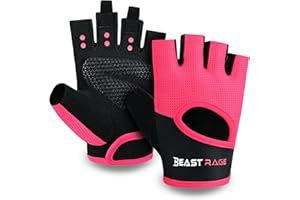BEAST RAGE Workout Gloves for Men & Women - Fingerless Gym Gloves with Palm Protection, Breathable & Lightweight for Weightlifting, Cycling & Pull Up