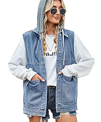 PAODIKUAI Women's Oversized Denim Vest Mid Long
