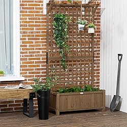 Outsunny Wood Planter with Trellis for Climbing