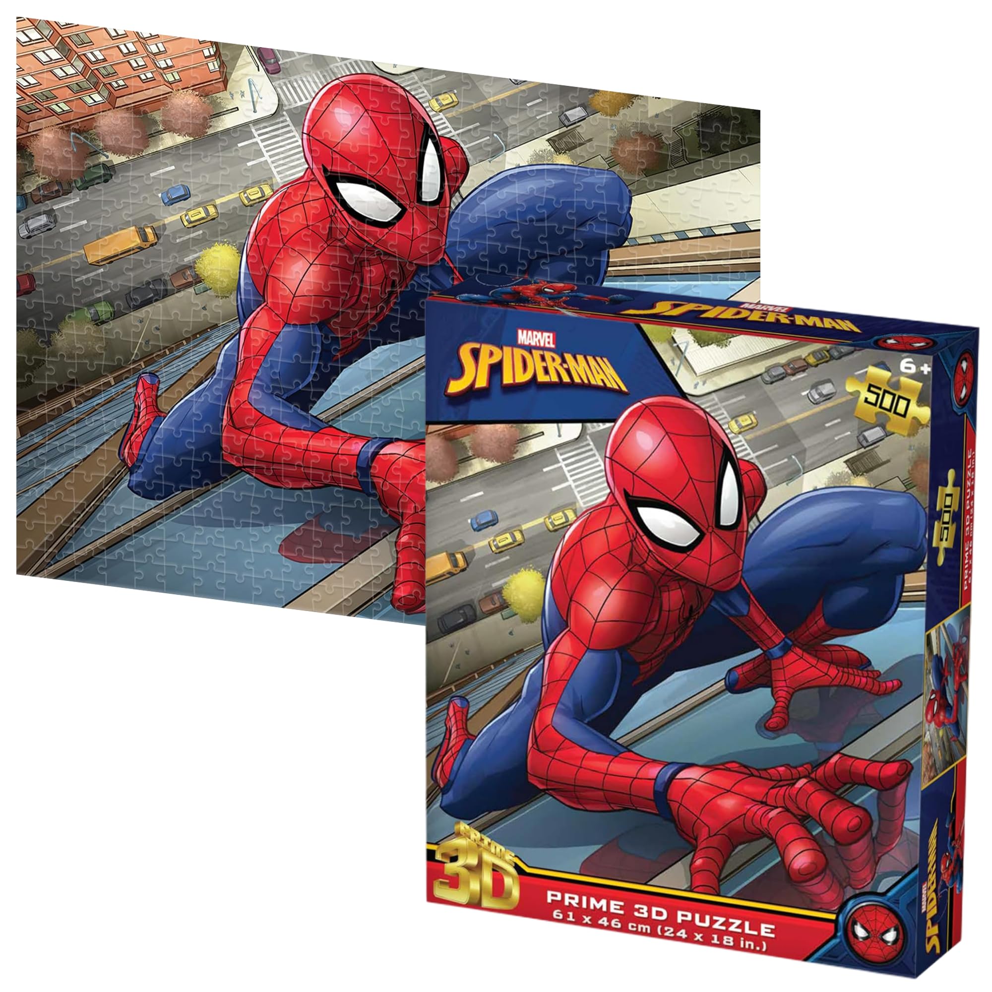 PRIME 3D | Marvel Comics - Spider-Man | 3D Lenticular Jigsaw Puzzle | 61cm x 46cm - 500 pcs | Games & Puzzles | Ages 6+