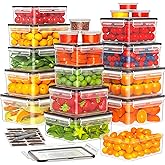 TOPCHASE 40 PCS Food Storage Containers with Lids Airtight (20 Containers & 20 Lids) - Plastic Food Containers for Kitchen Storage Reusable BPA-Free Leakproof Meal Prep Container with Labels & Pen