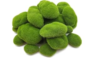 RONYOUNG 30PCS Artificial Moss Rocks, 3 Size Faux Green Moss Covered Stones Green Moss Balls Decorative Fake Moss Decor for Fairy Gardens Floral Arrangements Craft