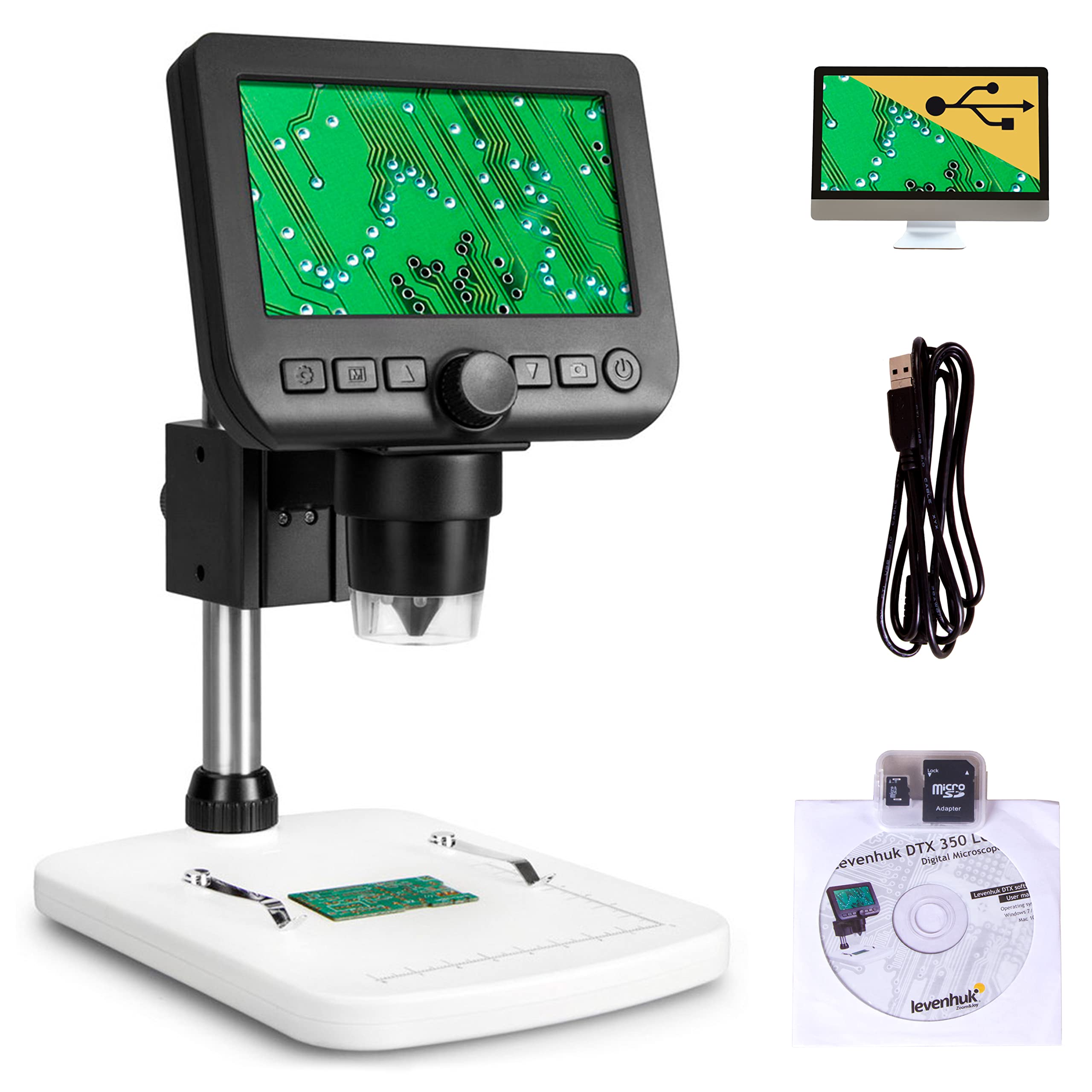 Levenhuk DTX 350 LCD Portable Digital USB Microscope with 20-300x Zoom Magnification for Close Work in Electronics, Jewellery, Biology, Zoology