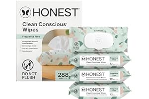 The Honest Company Clean Conscious Multi-Use Wipes, Unscented Hypoallergenic Baby Wipes for Sensitive Skin, 99% Water Plant-Based Compostable Wipes, Geo Mood, 288 Count