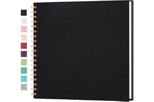 Dawnhua 10 x 10 Inch DIY Scrapbook Photo Album Linen Cover Scrap Book Photo Albums 40 Blank White Pages for Memory Book Travel Wedding Guest Book Baby Shower (Black Cover/40 Pages)