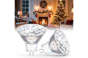 Blakapoo MR11 GU4 6V 5W Halogen Light Bulbs, GU4 Base Halogen Spotlight Bulb, Dimmable Warm White 2800K Fiber Optic Light Bulb, MR 11 Bulb with Glass Cover for Landscape, Track Light, 2 Pack