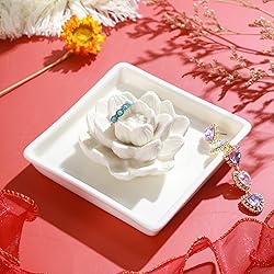 PUDDING CABIN White Lotus Ring Holder Dish, Jewelry