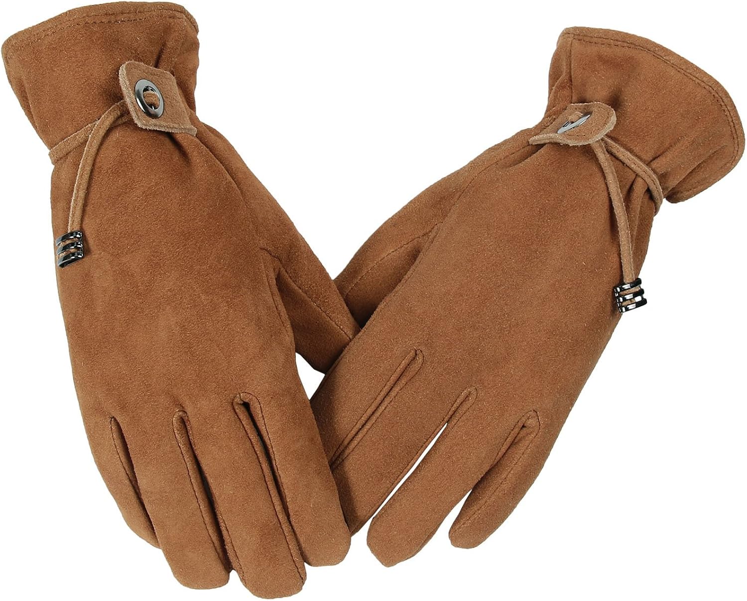 OZERO Driving Gloves, Deerskin Suede Leather Winter Snow Ski Fashion Glove Sensitive Touch