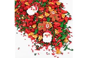 COBAKEY Christmas Icing Decoration Sprinkles - 4.23 oz Gingerbread Man Santa Cake Sprinkle Cupcake Tree Sprinkles Mix for Holiday Cookie, Jimmies for for Cake Decorating Ice Cream Edible for Children Red Green Gold Sprinkle