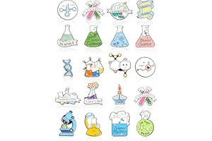 PATELAI 20 Pcs Science Party Favors Enamel Pins Back to School Gifts Science Theme Cute Cartoon Lapel Pin Scientist Laboratory Pins for Badges Chemistry Bag Backpack Party Gifts