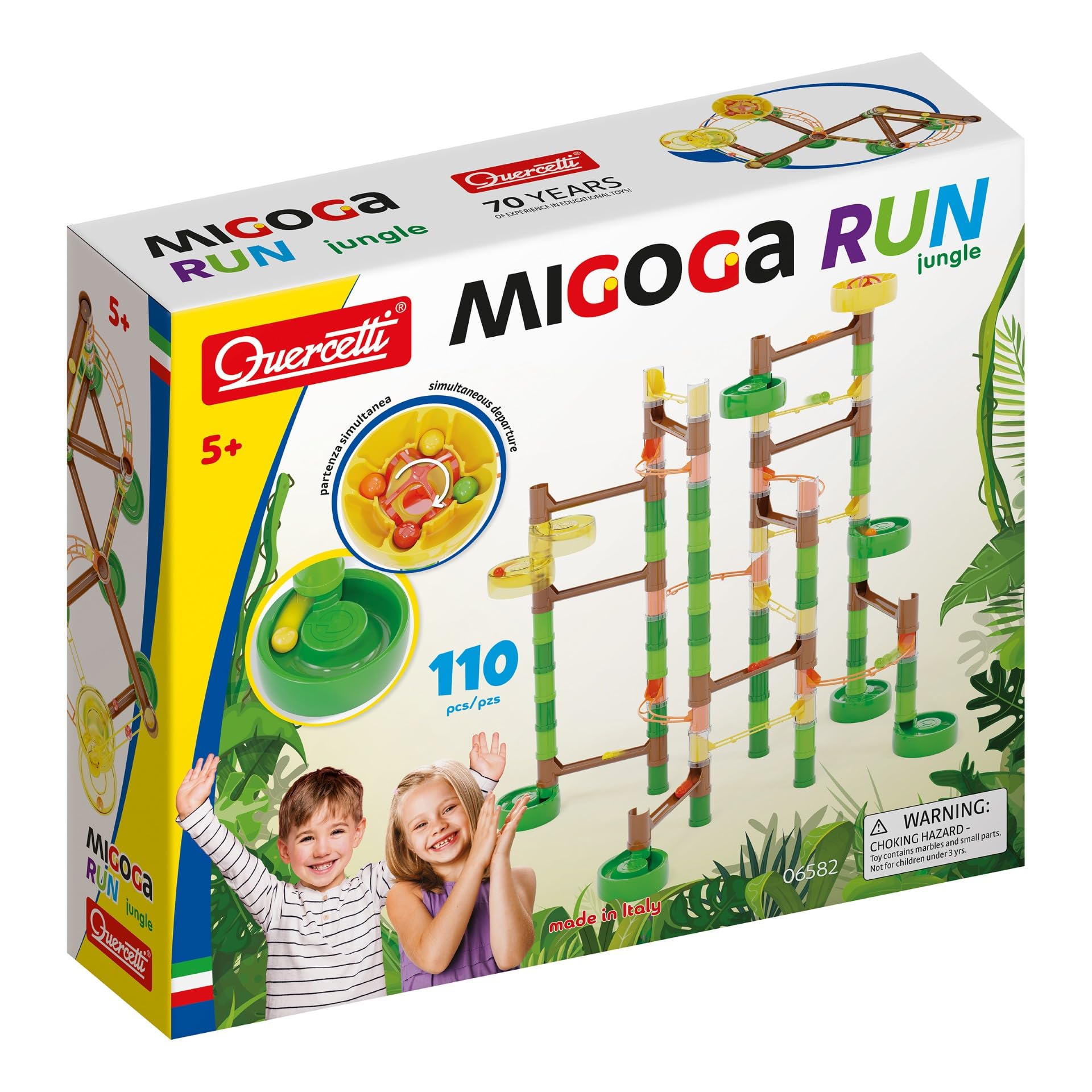 Quercetti - 6582 Migoga Jungle Super Marble Runs Toy - STEM Educational Learning Toy