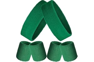 Bememo 6 Pcs Neon Sports Sweatbands Set Paris Sports Competitions Sweatbands 2 Headband 4 Wristbands Breathable Terry Cloth Athletic Bands for Basketball Tennis Costumes Cosplay