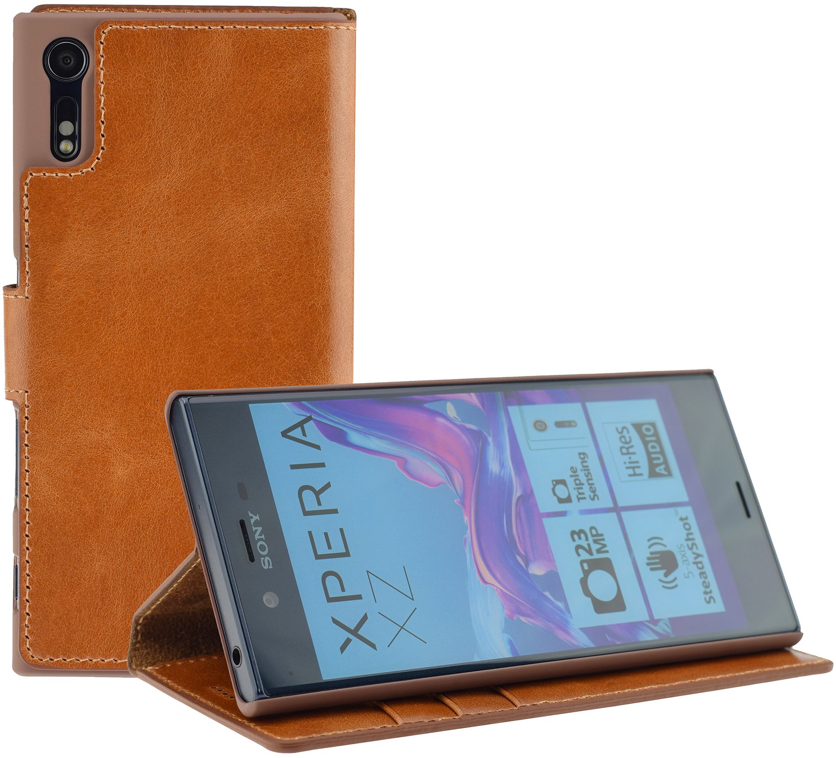Sony Xperia XZ | Sony Xperia XZS | (Slim Fit) Leather Book Style Case Leather Mobile Phone Case Cover With Stand And Card Slot