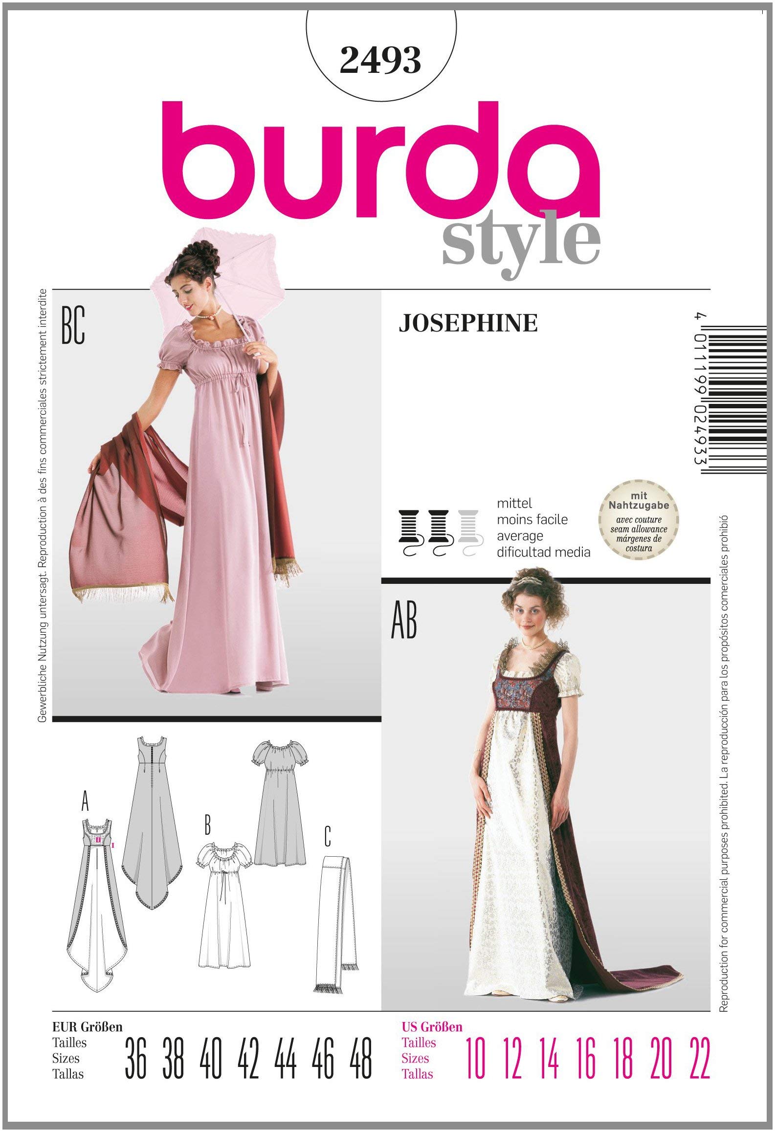 Burda Style Sewing Pattern B2493 Misses' Josephine Costume