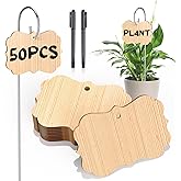 CroBlissful 50pcs Bamboo Plant Labels Plant Tags Garden Signs Markers with Stainless Steel Stake and Pen Decorative Wood Garden Labels Plant Sign Tags for Flowers Vegetables Herbs Potted Plants Seed