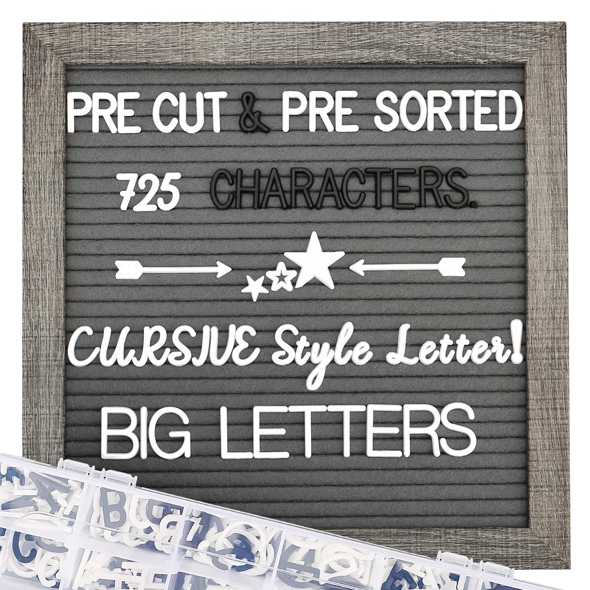 Grey Felt Letter Board - 10x10 Inch, Pre Cut 725