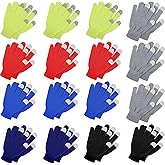 Handepo 16 Pairs Stretch Knitted Texting Gloves Winter Touchscreen Gloves Warm Touchscreen Solid Color Mittens for and Women or Teens