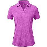 BGOWATU Women's Short Sleeve Golf Tennis Polo Shirts V Neck Collared Workout Tops UV Protection Dry Fit