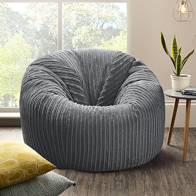 Beautiful Beanbags XXL Jumbo Cord Classic Bean Bag Chair - Grey