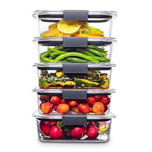 Rubbermaid Brilliance Food Storage Containers BPA Free Airtight Lids Ideal for Lunch Meal Prep & Leftovers Set of 5 (3.2 Cup)