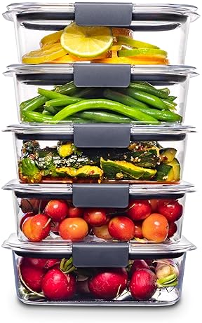 Home & Kitchen - Rubbermaid Brilliance Food Storage Containers BPA Free Airtight Lids Ideal for Lunch Meal Prep & Leftovers Set of 5 (3.2 Cup)