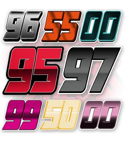 Dirt Digits DD53W-8 Powersports-Graphics - Hochglanz Vinyl Nummernaufkleber Für Motorräder, 3er Pack