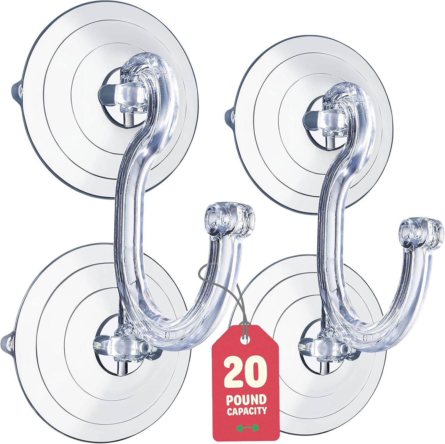 Wreath Hangers - Christmas Wreath Hanger [Set 2] for Glass Front Door - Giant Suction Wreath Hanger, Hang Large or Heavy Wreaths Securely on Glass Doors and Windows up to 20 Lbs - Heavy Duty Wreath Holders - USA Made