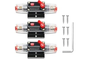 RED WOLF 60A Audio Inline Fuse Circuit Breaker Holder w/Manual Reset Switch 12V-48V DC for Marine Trolling Motors Boat ATV St