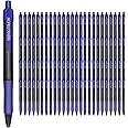 mingtron Gel pens, 100 Pack Blue Pens Fine Point, No Smear Ink Pens for Left Hand, Click Pens Bulk, Retractable Rollerball Pens for Smooth Writing, 0.5MM, Navy Blue Ink