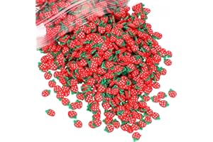 PATIKIL Polymer Clay Slices, 100g Strawberry Cartoon Slice Fruit Art Slices Food Polymer Clay for DIY Nail Decor, Crafts Making, DIY Filler Accessories, Red Green
