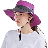 Tutuko Womens Wide Brim Sun Hats Foldable UV Protection Beach Bucket Hats Ponytail Mesh Fishing Hat