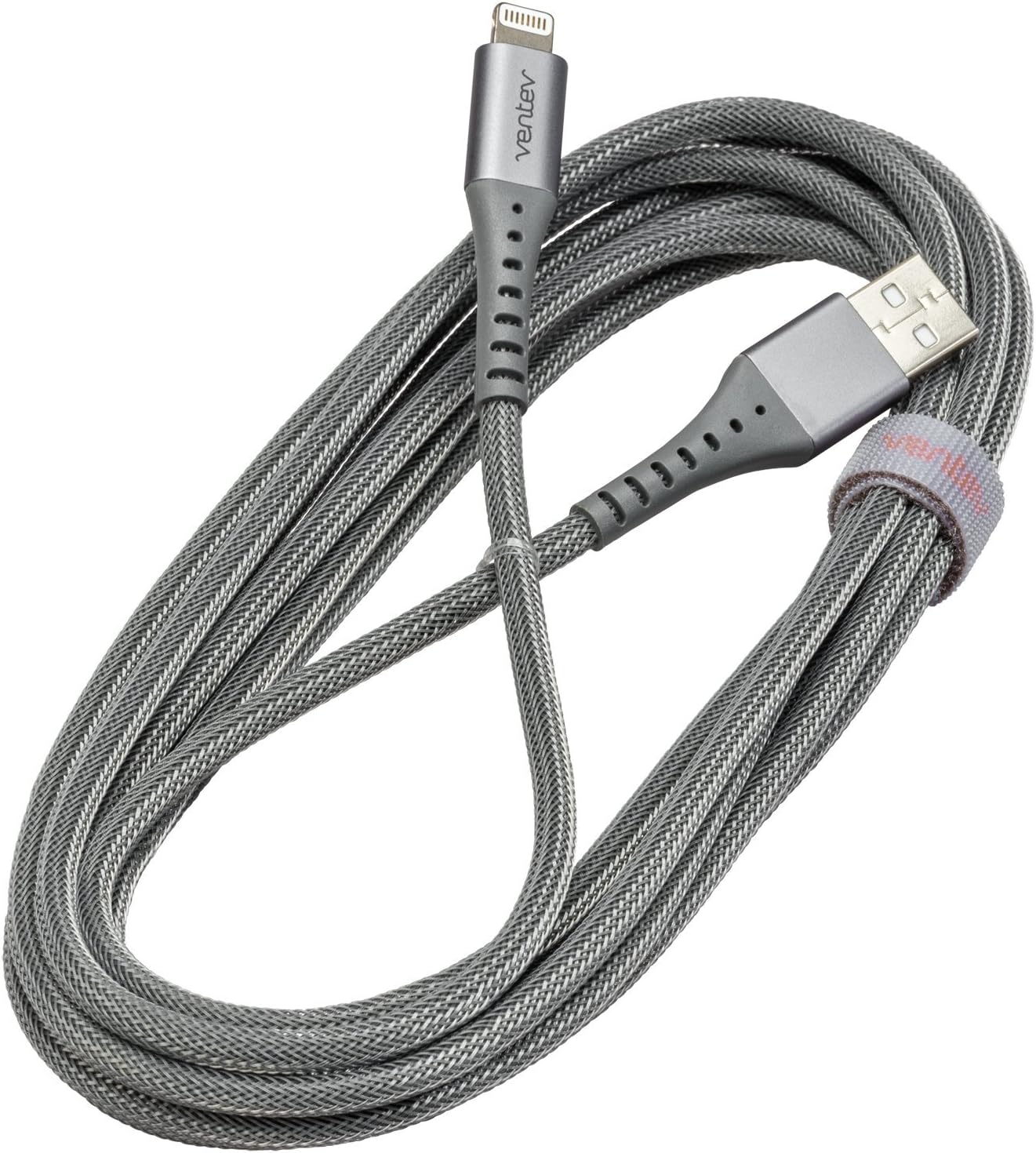 Ventev 582645 10 ft Charge/Sync Alloy Lightning Cable - Steel Grey