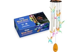 Glinglong Wind Chimes Hummingbird Chime - Valentines Day Gift, Mother, Outdoor Garden Decor, Windchimes Memory Bells, Holiday/Christmas/Housewarming Present - Solar & USB