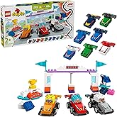 LEGO DUPLO Town F1 Team Race Cars & Drivers Building Blocks Playset - Toddler Toy Cars for Pretend Play, Boys and Girls, Ages
