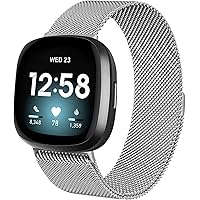 Metal Bands Compatible with Fitbit Versa 3 & Fitbit Sense, Adjustable Stainless Steel Wristband Bracelet Straps with…