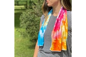 SHAKEitCOOL Extended Size Cooling Towel – Be Cool in Style - Heat Relief, Soft, Lightweight, Sun Protection, Easy Clean - Perfect for Biking, Hiking, Running, Yoga, Golf, Gardening - Tie Dye Ring M