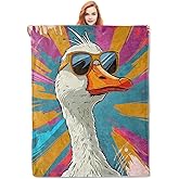 VANZEV Cute Goose Blanket,Colorful Cartoon Flannel Throw Blankets,Soft Warm Lightweight Cozy Plush Animal Throws for Bedroom Sofa Home Decor Gifts for Women Girls 50"x60"