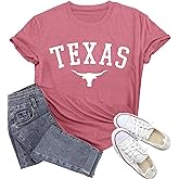 Potia Texas Shirts for Women Texas State Longhorn T-Shirt Casual Texans Pride Cowgirl Tee Tops