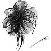Zando Kentucky Fascinators Hats for Women Derby Tea Party Hat Flower Mesh Feathers Headband Headwear Hair Clip Girls