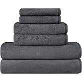 Orighty 6-Piece Towel Set - Soft & Lightweight - 2 Bath Towels, 2 Hand Towels, and 2 Wash Cloths - Absorbent & Quick Drying Microfiber Towel for Multipurpose, Bathroom, Gym, Sport, Yoga, Travel-Grey