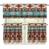 ZFRXIGN Southwestern Kitchen Curtain and Valances Set for Window Home Decorate Curtain Boho Office Window Drapes Housewarming Gifts 54 Inch Window Treatments Small 3 Piece Native American